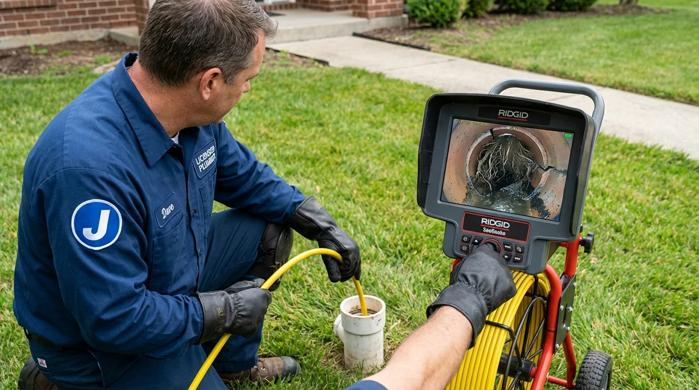 Sewer camera inspection being performed by Johns Plumbing LLC in Holden